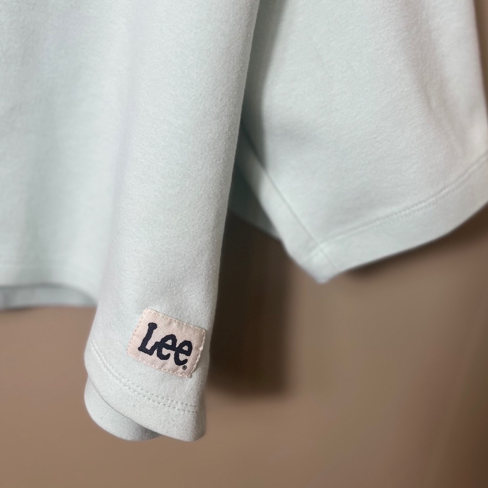 Lee Mint Green Cropped Sweatshirt Boxy Short Sleeve Crewneck Pastel Retro XL - Picture 7 of 9